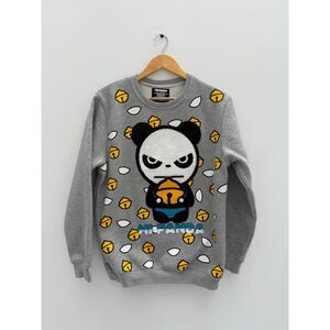 HIPANDA Angry Panda Graphic Crewneck Sweatshirt - Gray - Size XL